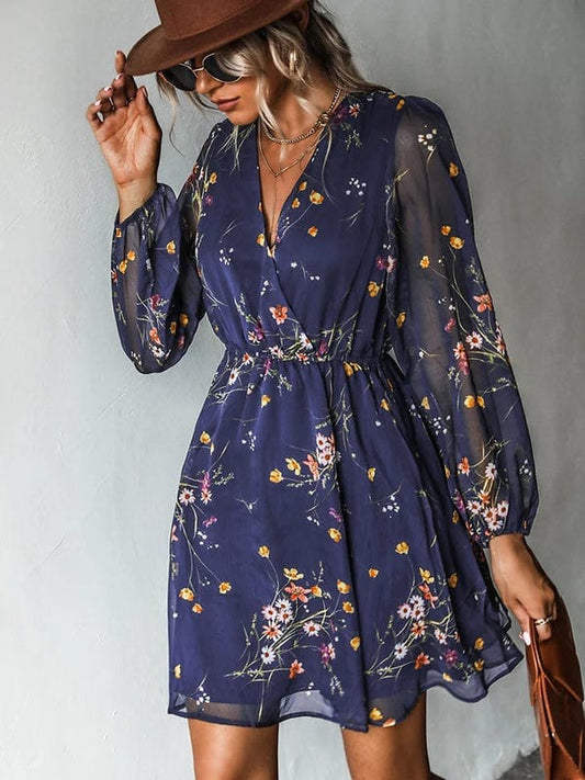 Robe de plage femme : Mini robe fluide à manches longue