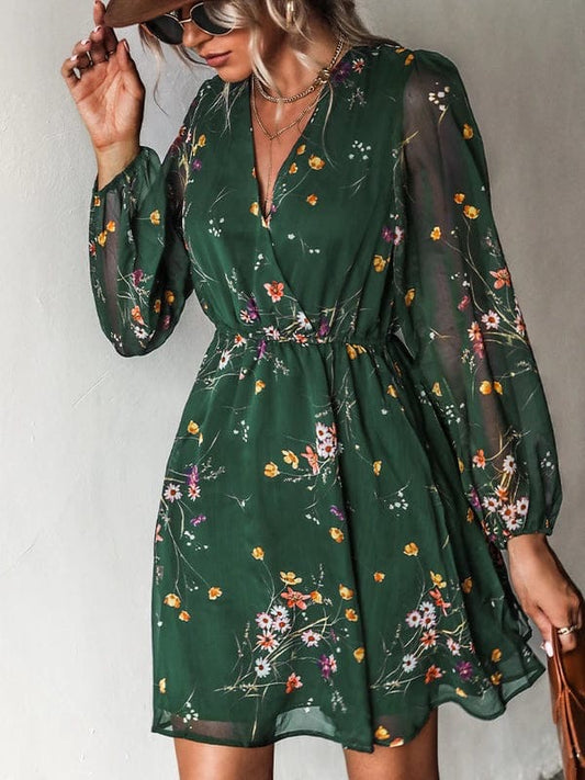 Robe de plage femme : Mini robe fluide à manches longue